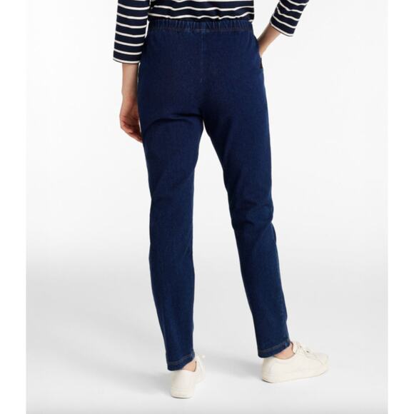 LL Bean Perfect Fit Denim Pants Women’s XL Stonewashed High Rise Tapered Elastic - Picture 14 of 16